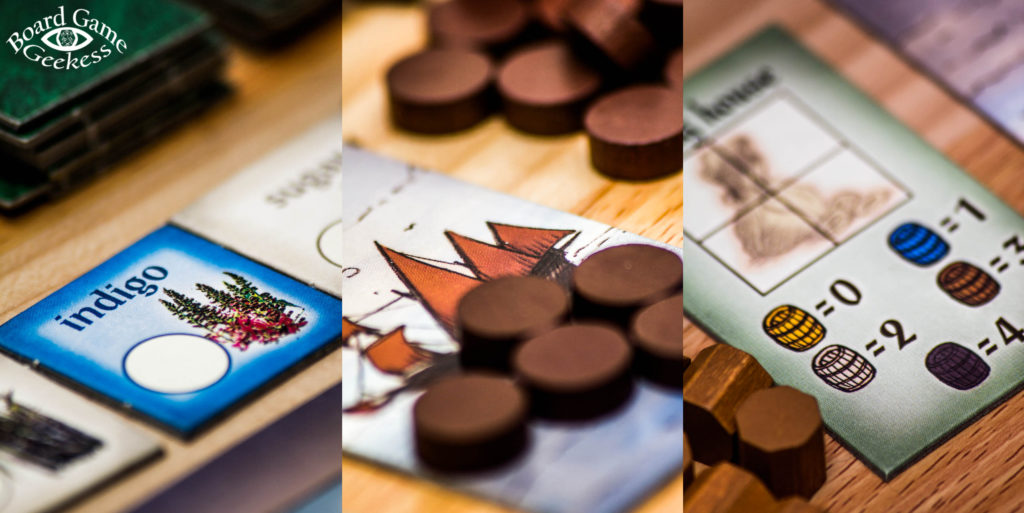components and tokens in the Puerto Rico board game