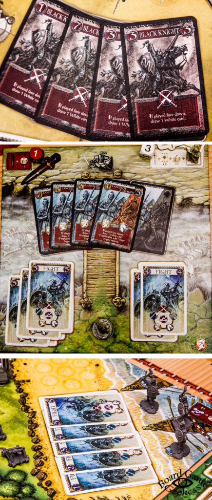 Shadows Over Camelot black knight, lancelot and saxon cards