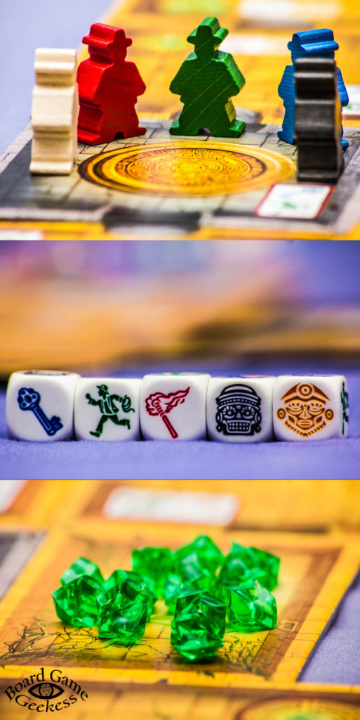 close ups of pieces from Escape! Board Game