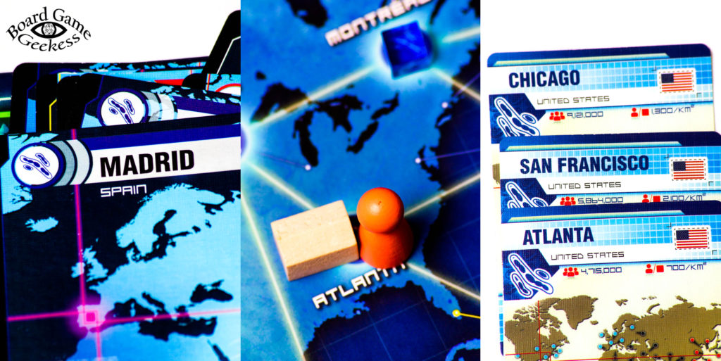 close up of pandemic board and cards