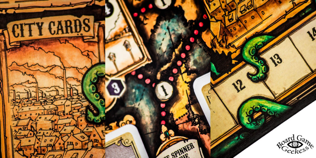close ups of the study in emerald board