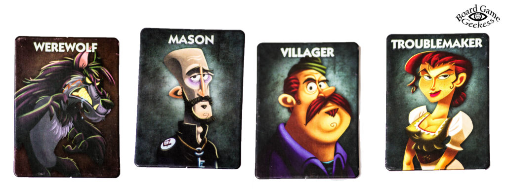 the werewolf, mason, villager and troublemaker cards in one night ultimate werewolf