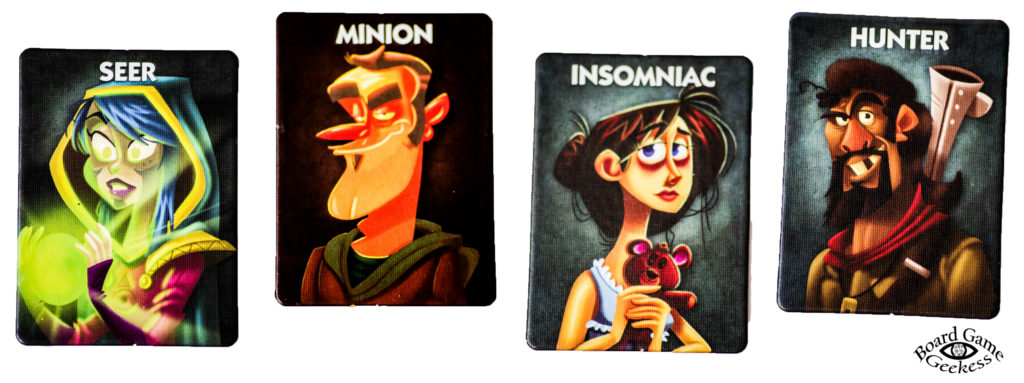 the seer, minion, insomniac and hunter cards in one night ultimate werewolf