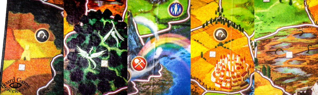 close ups of the small world board